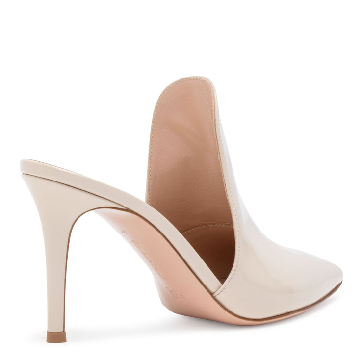 Aramis 85 Light Beige Patent Leather Mules