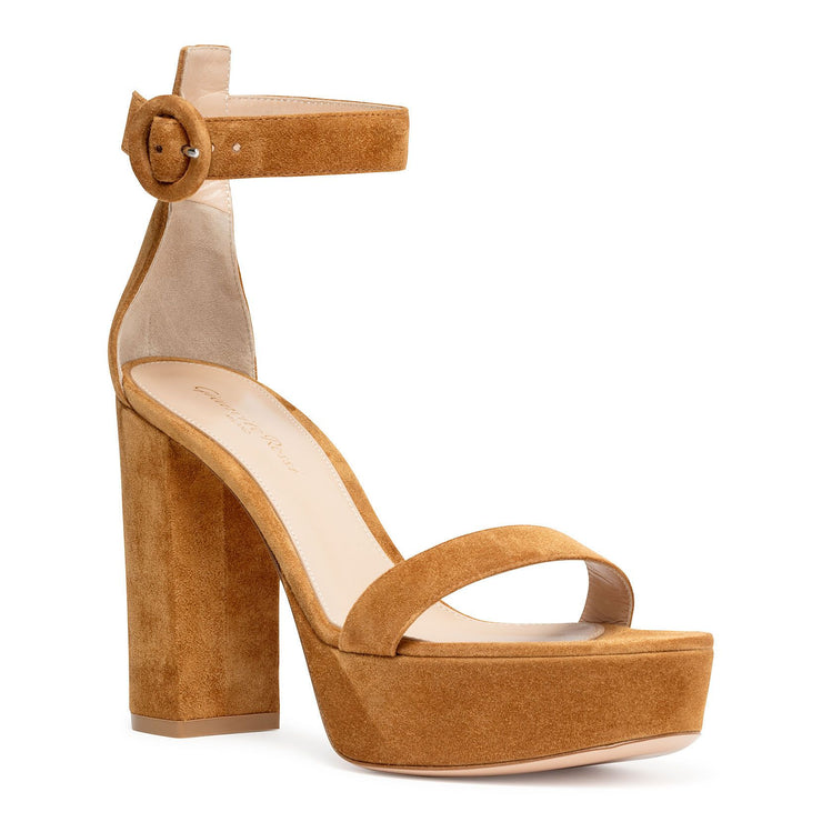 Light brown suede platform sandals