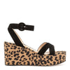 Black suede leopard wedges