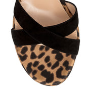 Black suede leopard wedges