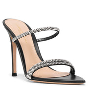 Black crystal 100 mule sandals