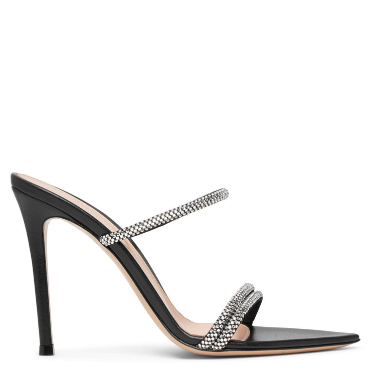 Black crystal 100 mule sandals