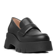 Black leather loafer