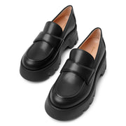 Black leather loafer