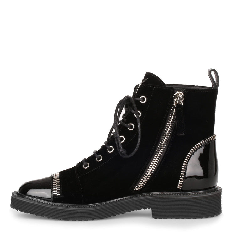 Hilary black velvet boot
