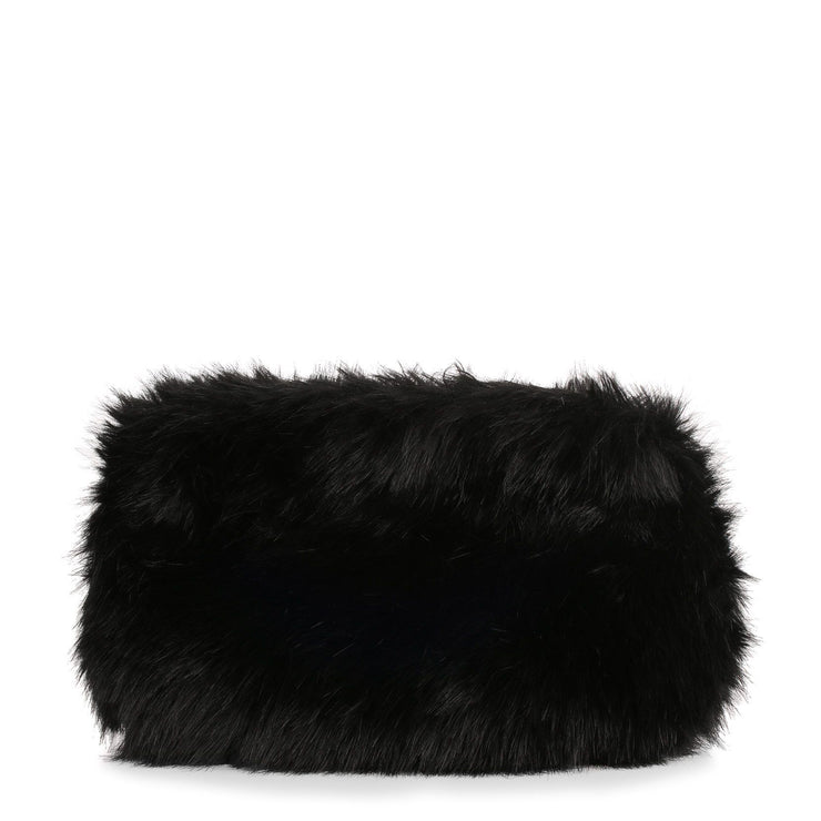 Black faux fur clutch