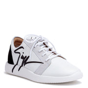 White leather logo sneakers