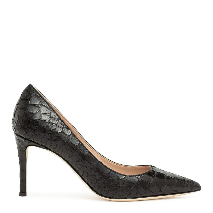 Croco embossed leather pumps