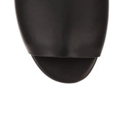 Black leather platform cork sandal