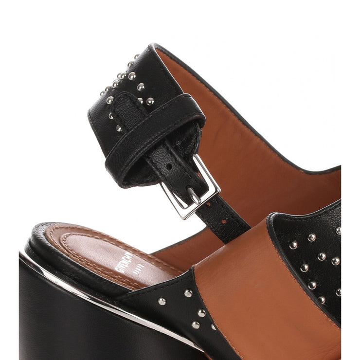 Black studded leather sandal