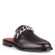 Black leather chain loafer