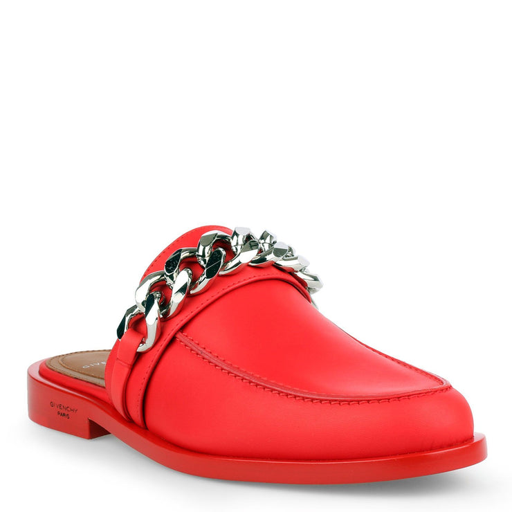 Red leather chain loafer