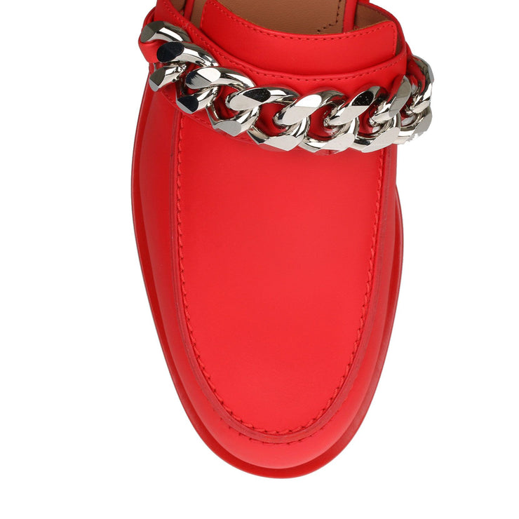 Red leather chain loafer
