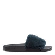 Dark Green Mink Slide Sandal