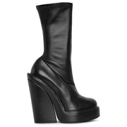 Stretch leather ankle boots