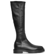 Squared stretch leather boots