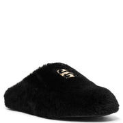 4G black fur flats