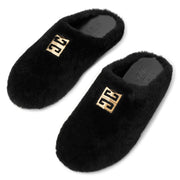 4G black fur flats