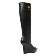 G lock black leather wedge high boots