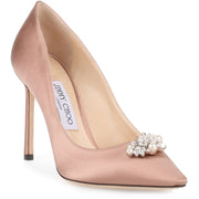 Alexa 100 ballet pink satin crystal pump