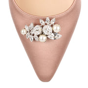 Alexa 100 ballet pink satin crystal pump