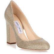 Billie 100 gold glitter fabric pump