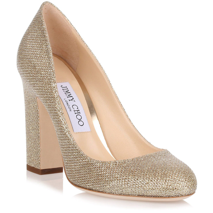 Billie 100 gold glitter fabric pump