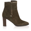 Harlow army green studded bootie