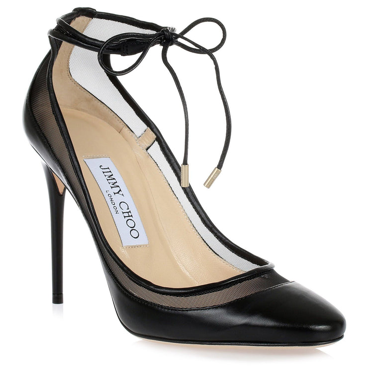 Tyler black mesh leather pump