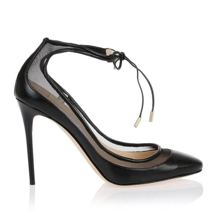 Tyler black mesh leather pump