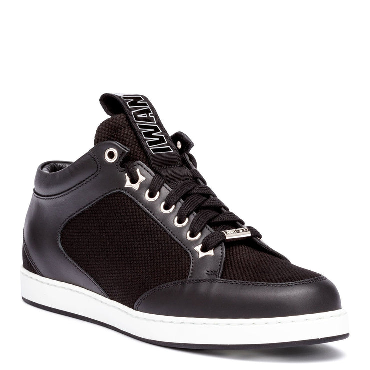 Miami black leather logo sneakers