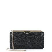 Ellipse black coarse glitter clutch