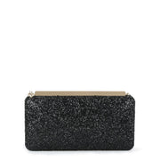 Ellipse black coarse glitter clutch