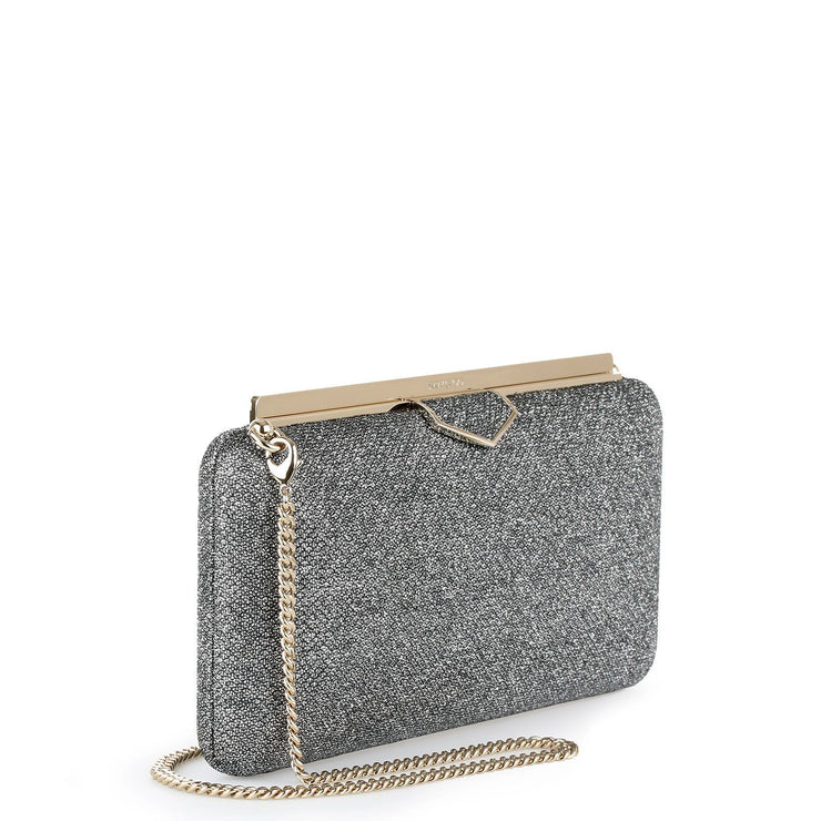 Ellipse grey glitter fabric clutch