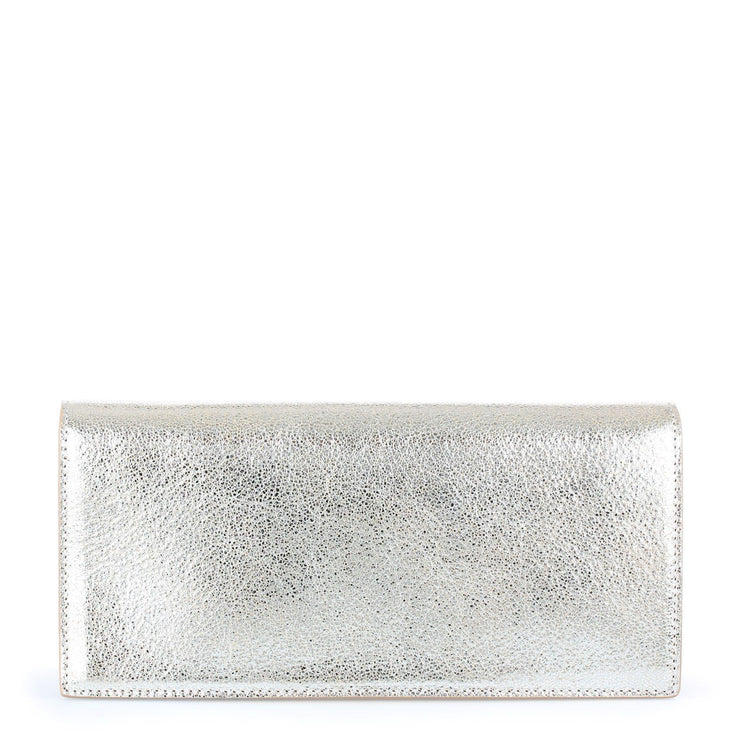 Fie champagne leather clutch