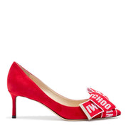 Tegan 60 Red suede Logo Tape Pumps