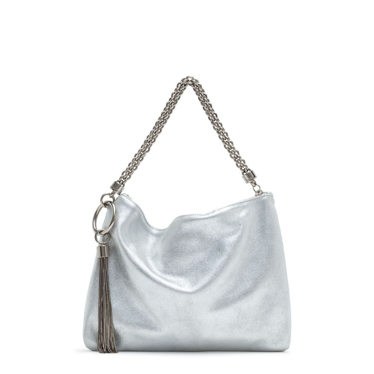 Callie Silver Leather Clutch Bag