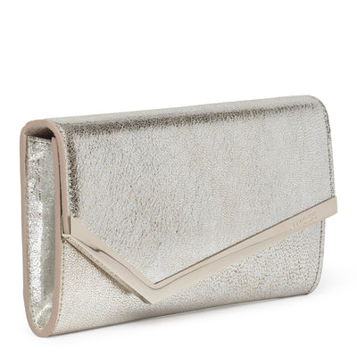 Emmie gold leather clutch