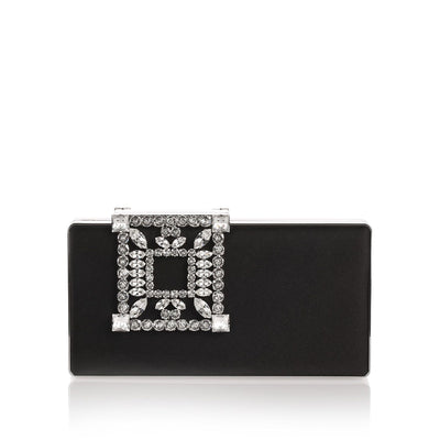 Laka satin black clutch