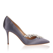 Nadira grey blue satin pump