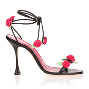 Xafiore black leather rose sandal