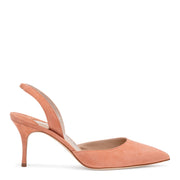 Carolyne 70 Dusty Peach Suede Slingback Pumps