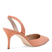 Carolyne 70 Dusty Peach Suede Slingback Pumps