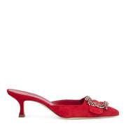 Maysale 50 red suede crystal mules