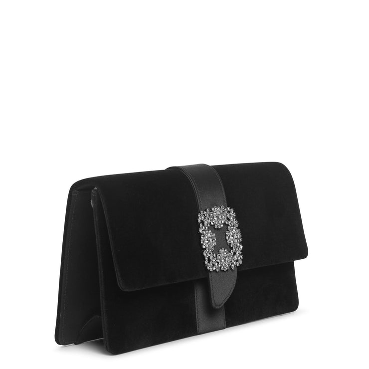 Capri black velvet clutch