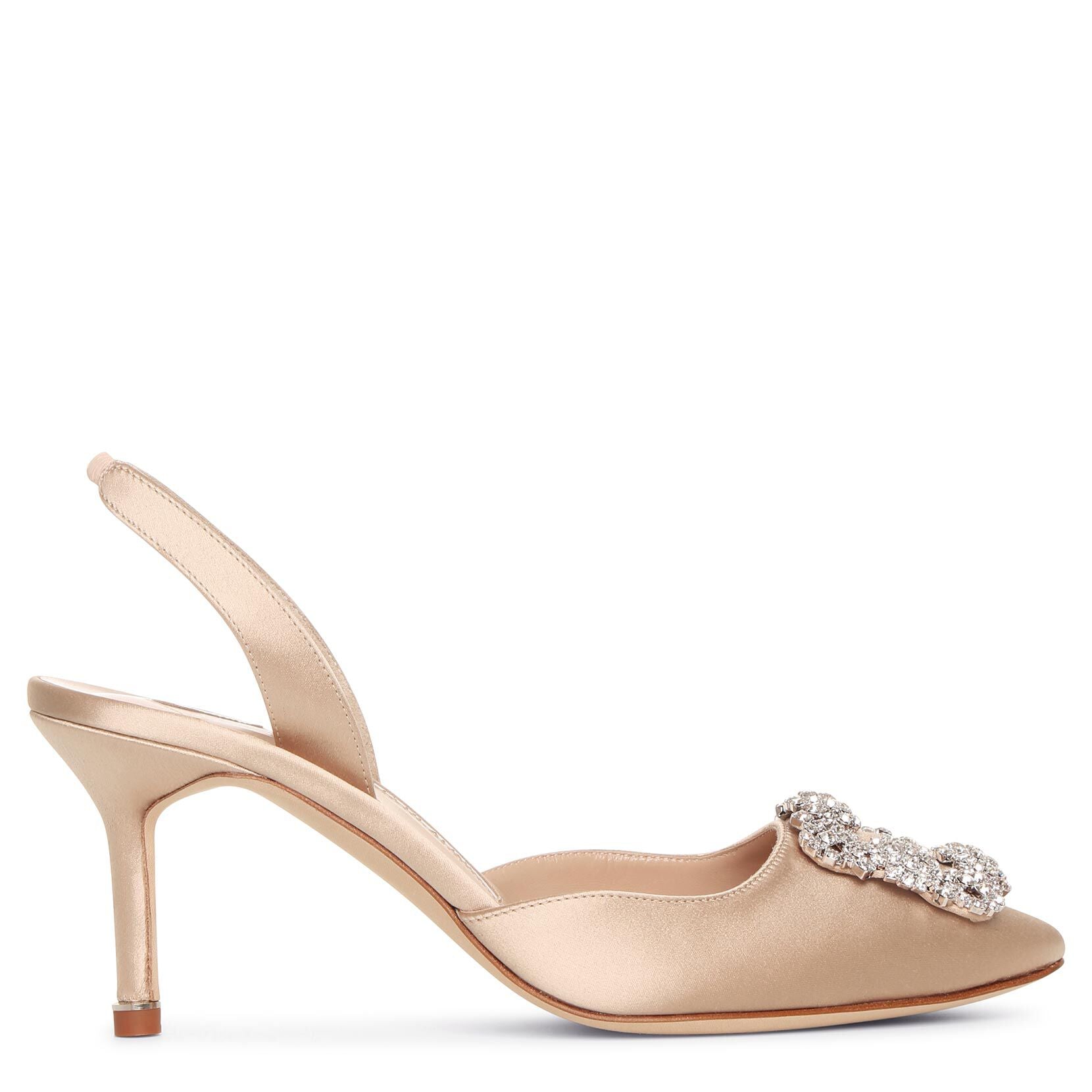 Hangisli 70 champagne satin slingback pumps
