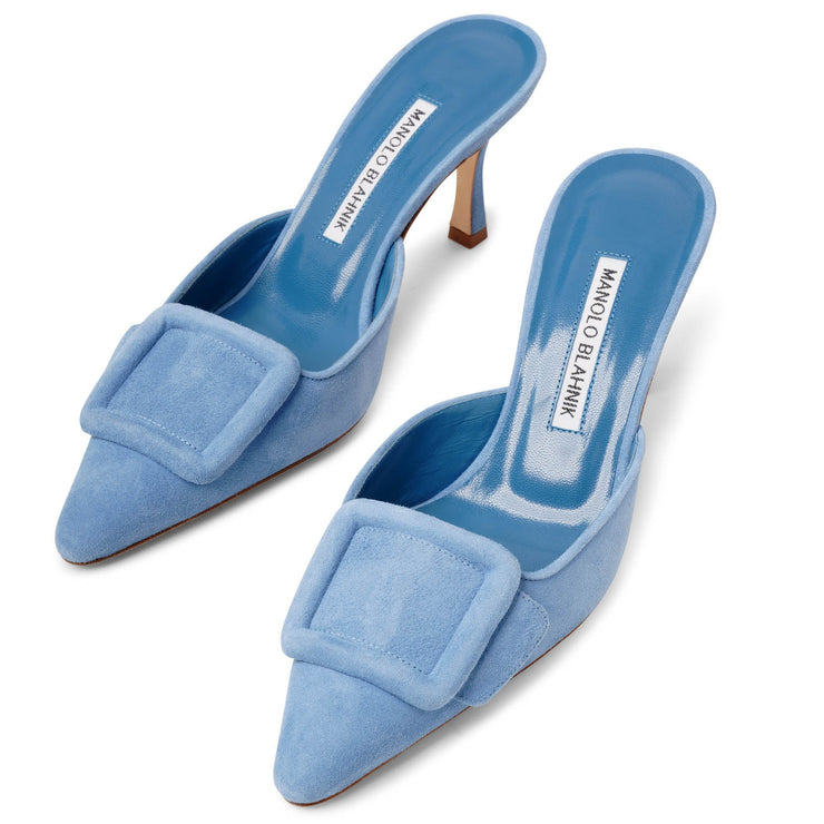Maysale 70 blue suede mules