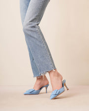 Maysale 70 blue suede mules