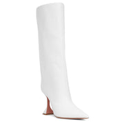 Rain white leather boots