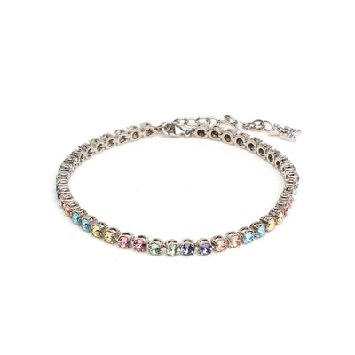 Tennis anklet candy rainbow and silver